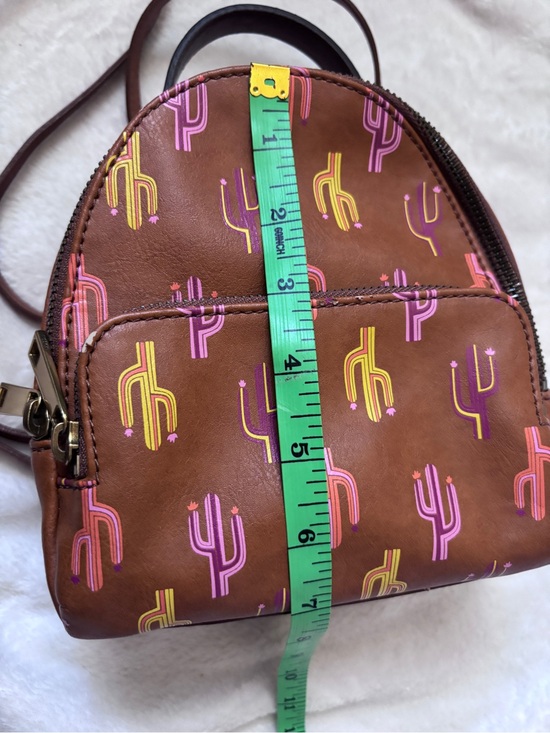 Fossil Mini Backpack Cactus Print Brown Desert Western Bag w/ Matching Earrings main image 14